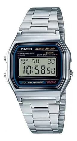 Reloj Casio Vintage A158WA-1DF digital plateado con cronógrafo y calendario