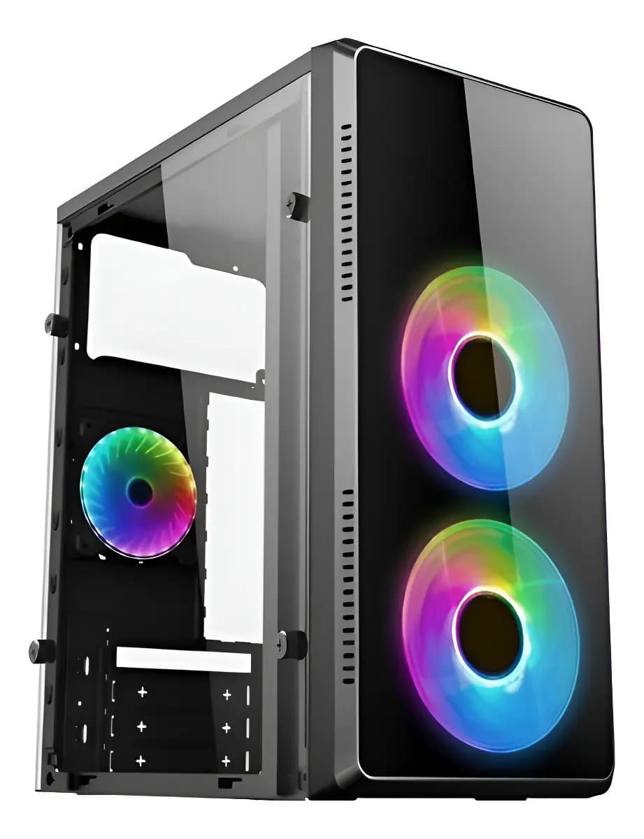 Gabinete Mid Tower ZER01 Gaming Centauri Micro ATX 3 Ventiladores RGB Fixed Negro