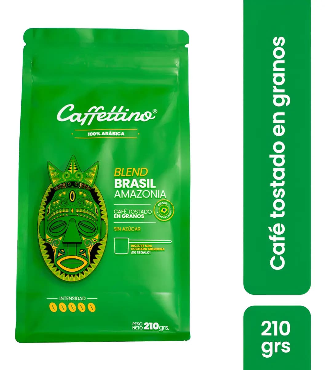 Café Tostado Granos Caffettino Brasil Intenso Amazonia 210g