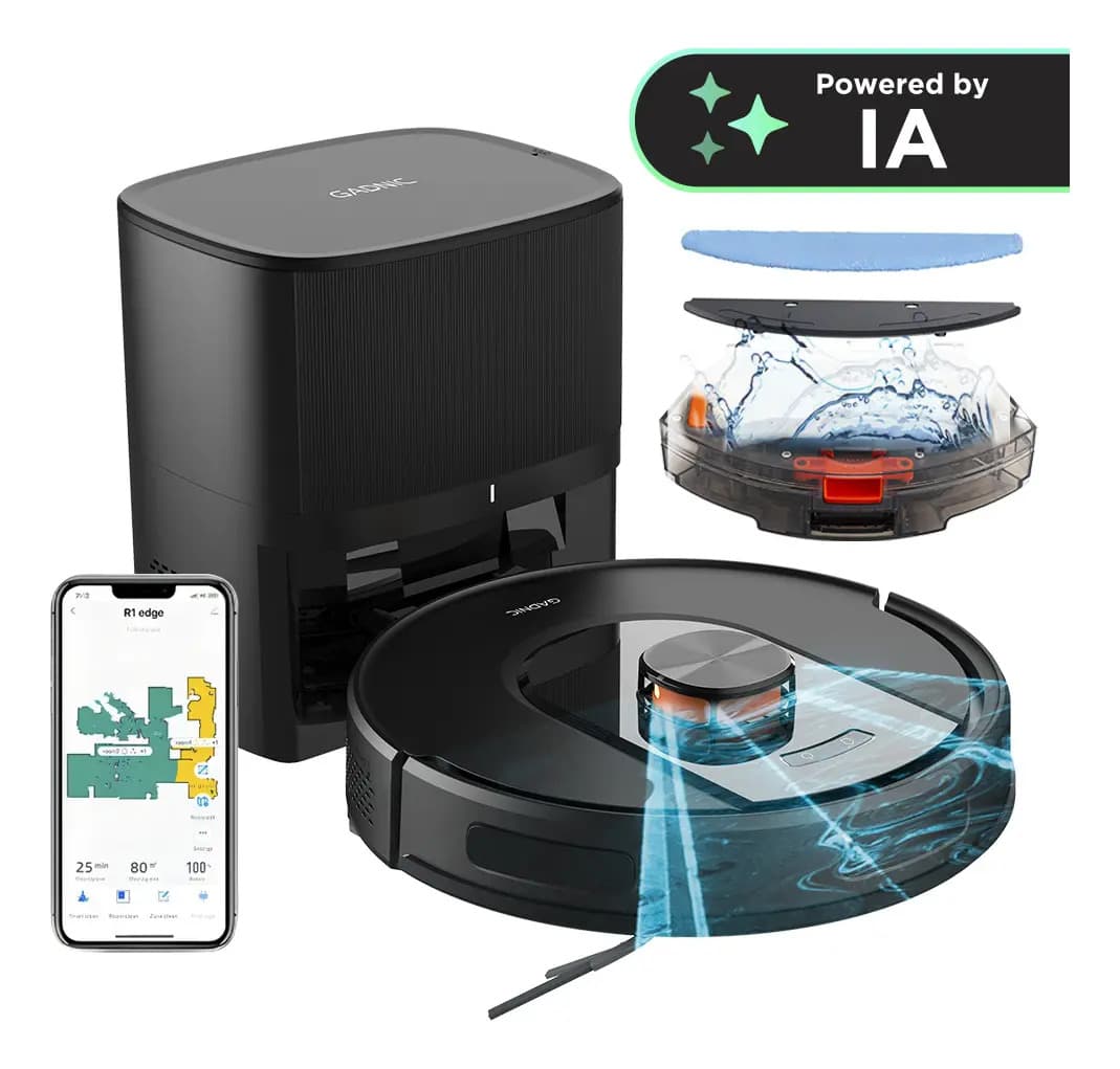 Aspiradora Trapeadora Robot Gadnic 5000Pa LDS Laser Base Autolimpiante 3.2L 200 Min Autonomia App Tuya Mapeo Laser