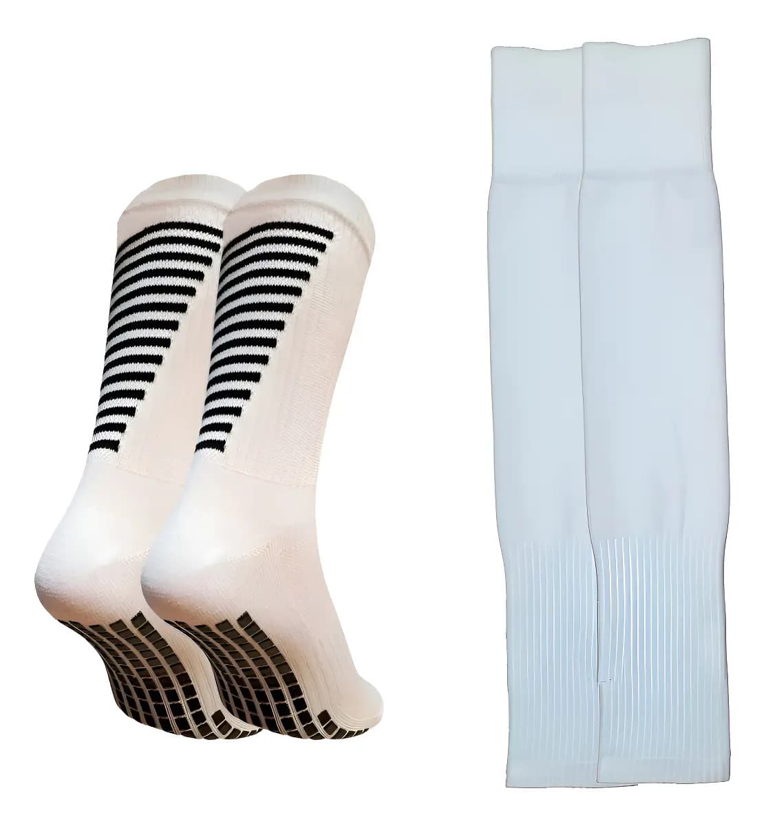 Media Antideslizante Pantorrillera Futbol Deportiva Kit Color Blanco Talle 35-39