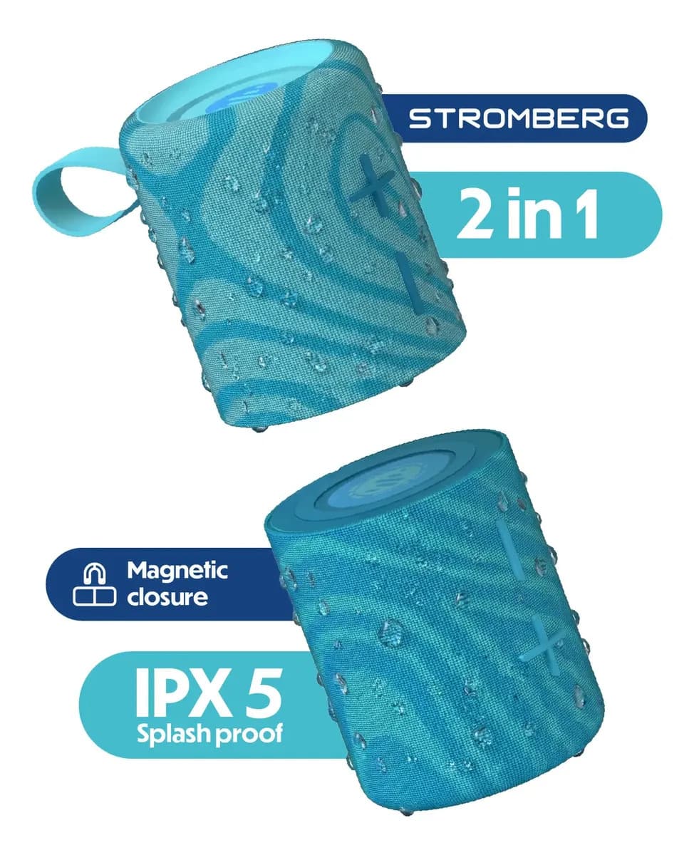 Parlante Portátil 2 En 1 Stromberg Twin 2 Bluetooth Fm Ipx5 Celeste Inalambrico