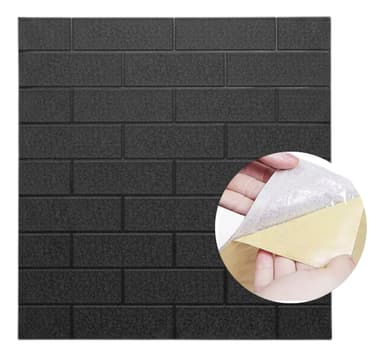 Placa Autoadhesiva Pared Revestimiento Decoración Pack 10 U Negro Ladrillo