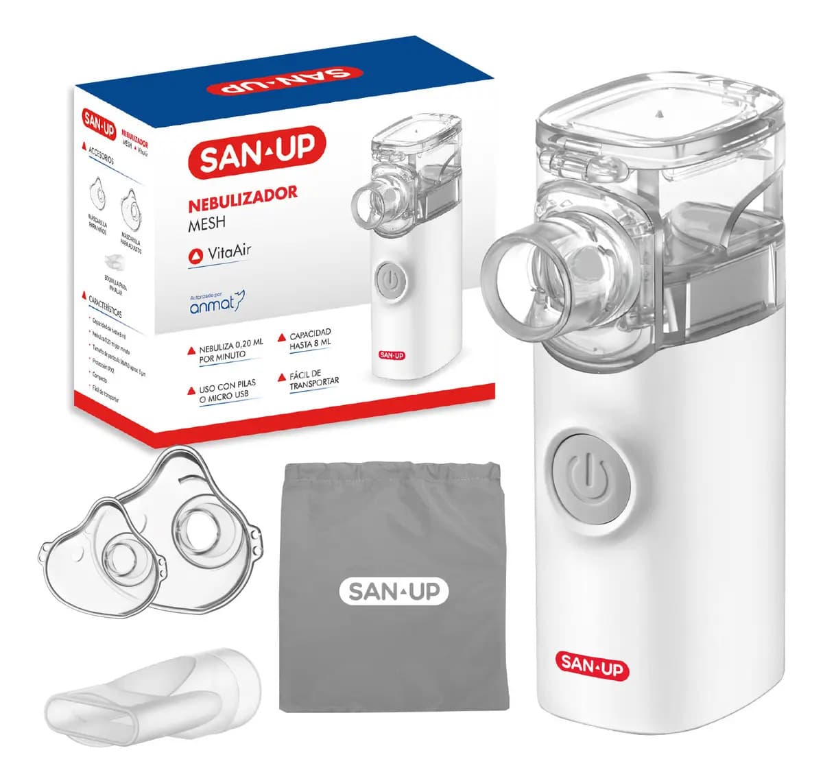 Nebulizador Mesh San-Up VitaAir 8ml Silencioso Portátil USB/Pilas