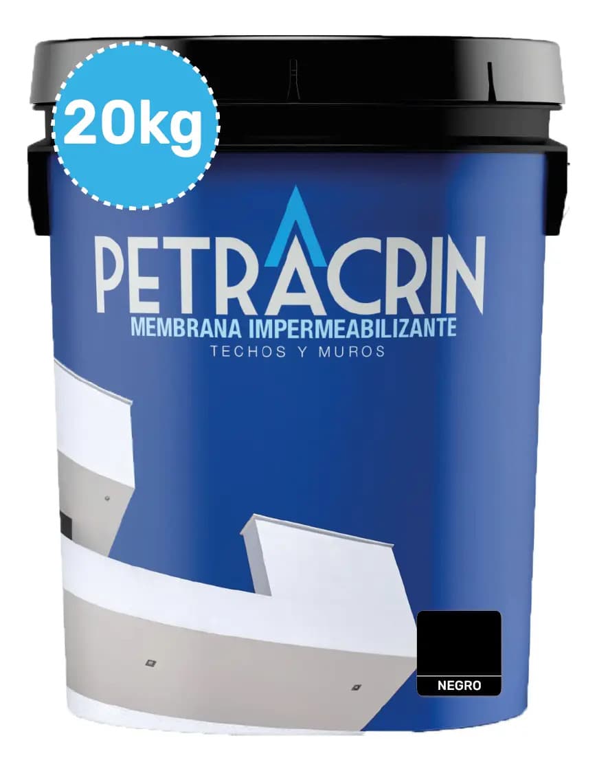 Membrana Líquida Impermeabilizante Petracrin 20Kg Negra Para Techos y Terrazas