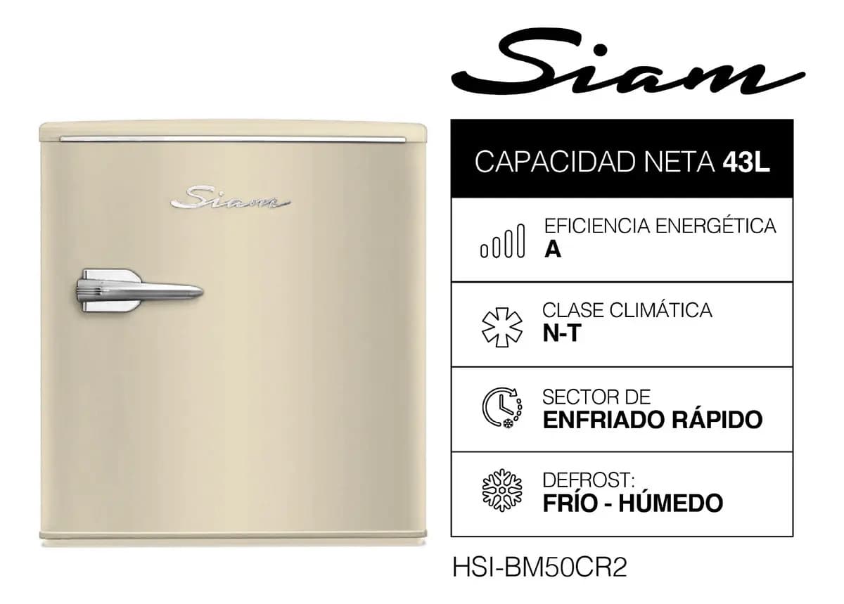 Heladera Siam Bajo Mesada Retro 50l Crema Hsi-bm50cr2 Cycle Defrost