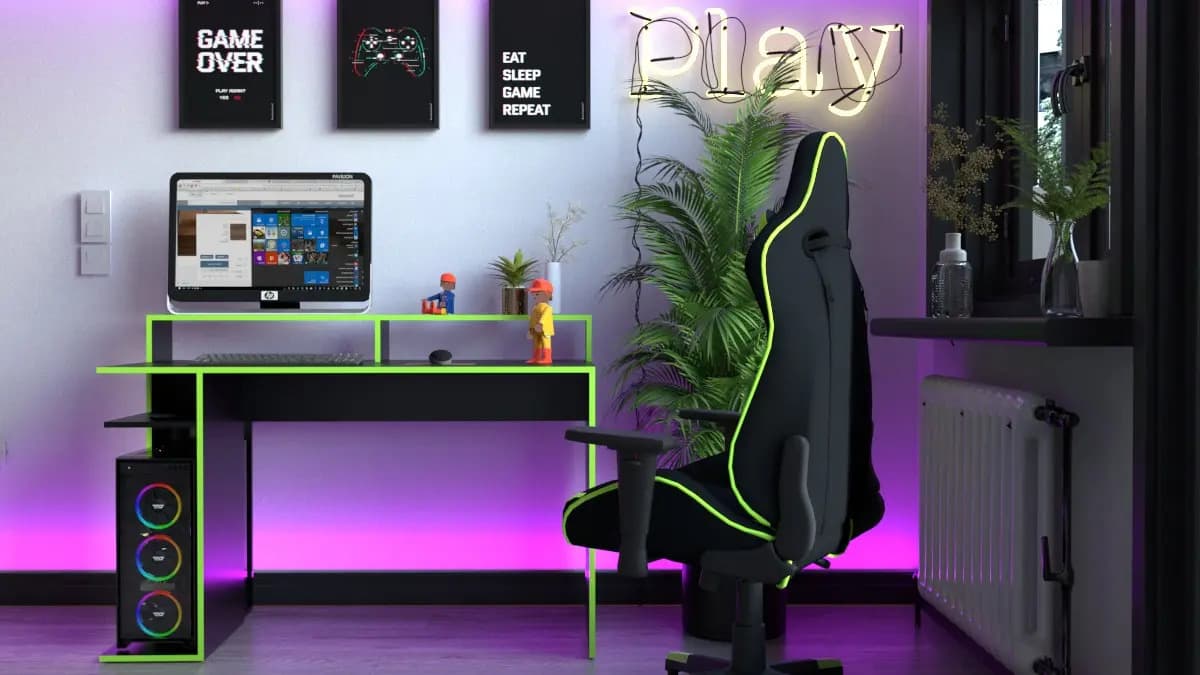 Escritorio Mesa Pc Gamer Tables 3047 Negro/verde