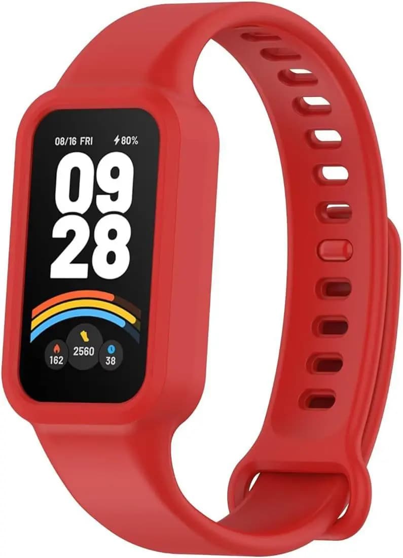 Malla Para Reloj Pulsera Xiaomi Smart Band 9 Active 1.47 De Silicona Generica Marca Miaband Color Rojo