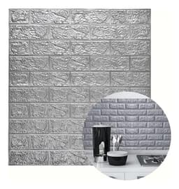 Placa Autoadhesiva 3D Pared Revestimiento Pack 15u Color Gris
