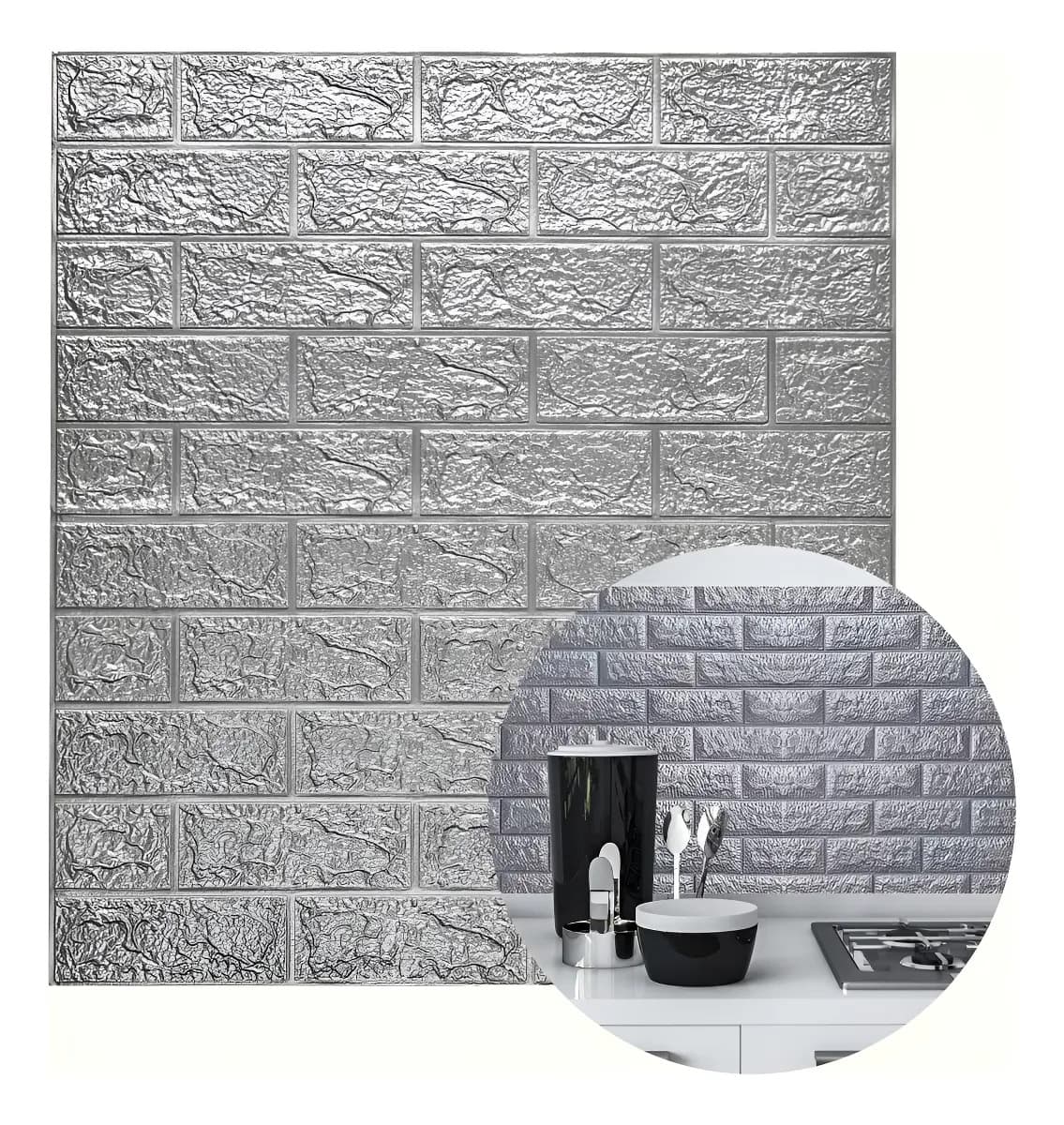 Placa Autoadhesiva 3D Pared Revestimiento Pack 15u Color Gris