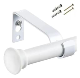 Kit Barral Para Cortina Metalico 1,80 Mts 22 Mm Negro Blanco