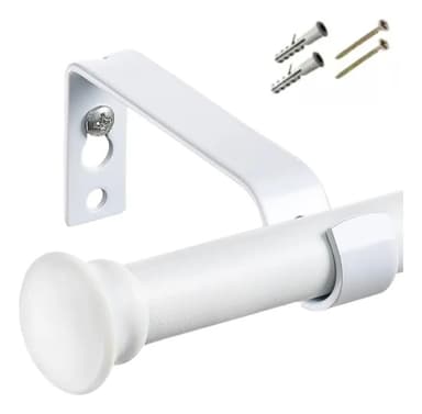 Kit Barral Para Cortina Metalico 1,80 Mts 22 Mm Negro Blanco