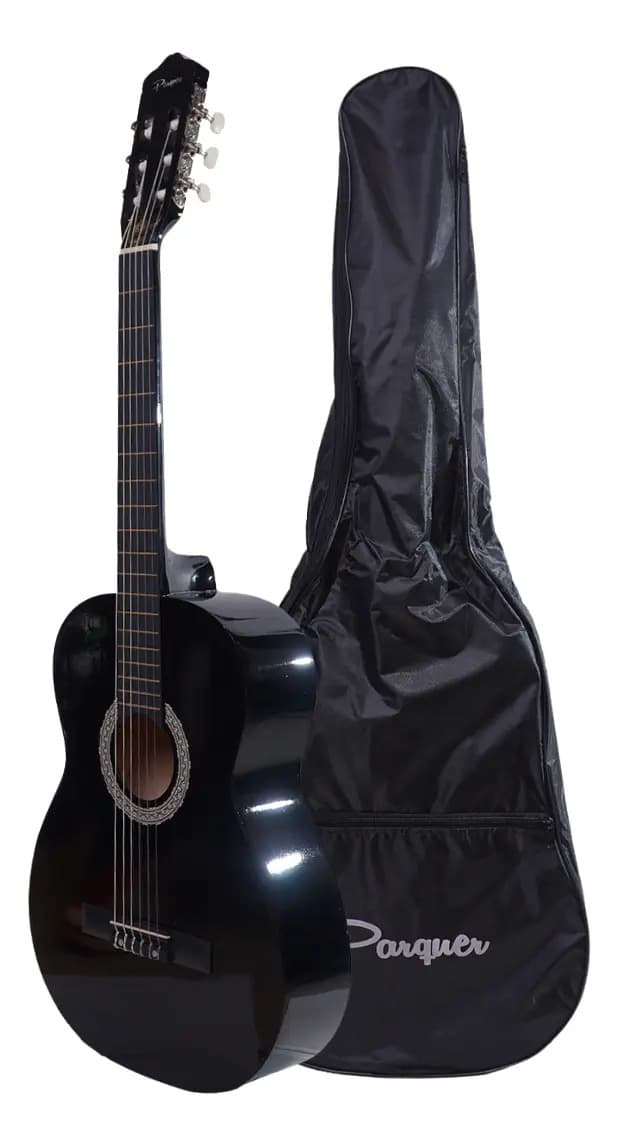 Guitarra criolla clásica Parquer Custom GC109 para diestros negra LACA
