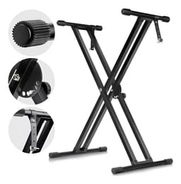 Soporte Pie Tijera Doble Para Piano Teclado Regulable Lndst2 Negro