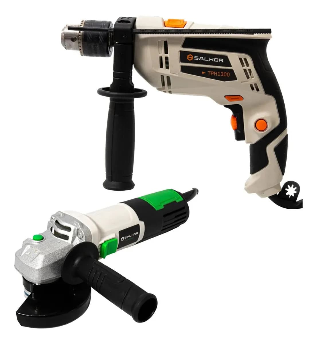 Taladro Percutor 13 Mm 600w +amoladora 115 Mm 600w Salkor H Color Naranja Frecuencia 50 Hz