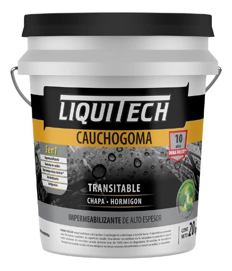 Membrana Liquitech Caucho Goma Impermeabilizante 20kg Gris