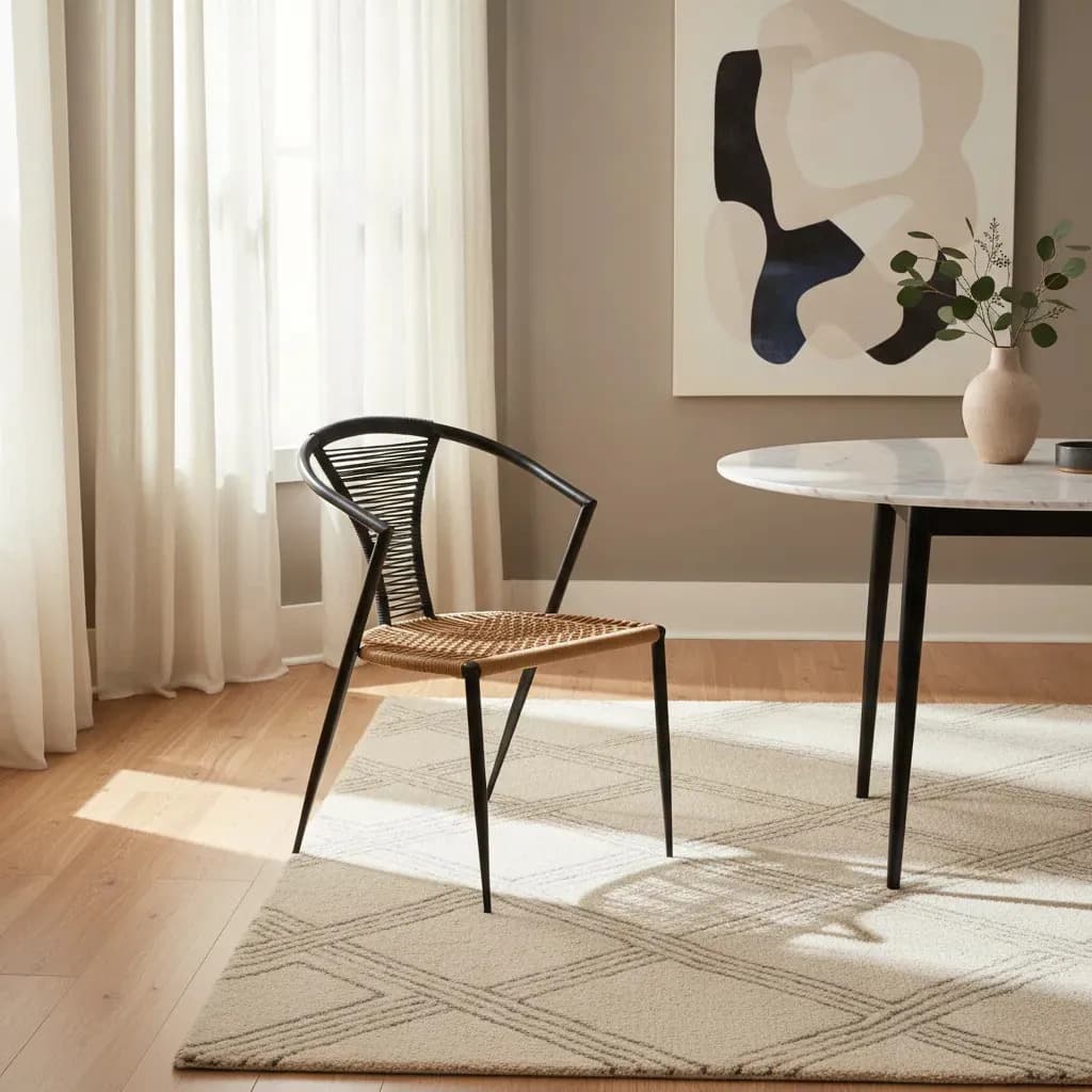 Silla Comedor Lisboa Tulum Diseño Escandinavo Similyute Negro Beige