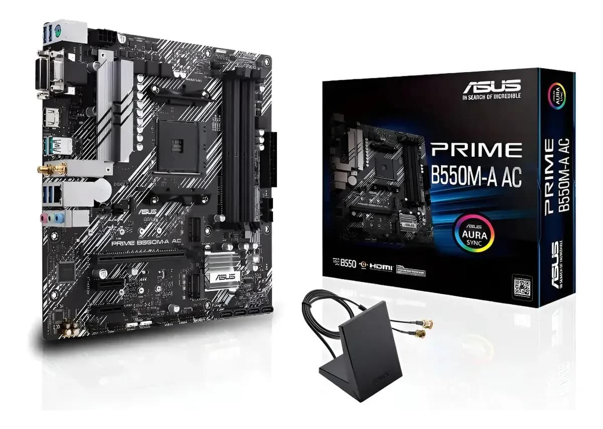Tarjeta Madre Asus PRIME B550M-A AC Pcie 4.0 Dual M.2 4x4 Color Negro