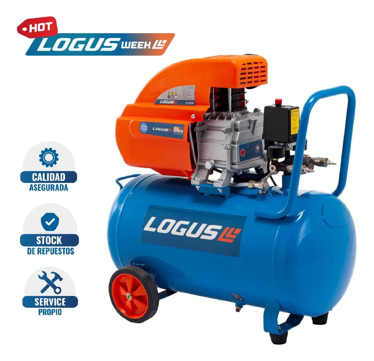 Compresor Aire Logus 2,5hp 50 Litros Portatil Comp Color Azul Fase eléctrica Monofásica Frecuencia 50 Hz