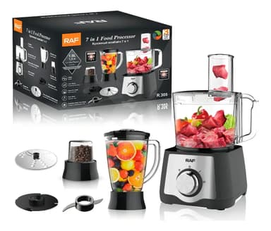 Procesadora Alimentos Raf R.305 7 en 1 600W Negro Capacidad 1.5L