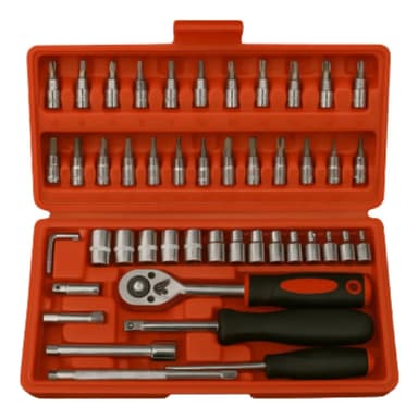 Juego De Llaves Tubo 46 Piezas Crique Encastre 1/4 Auto Moto Mecánica Herramientas Kit Completo Profesional Portátil Estuche Compacto Multifunción