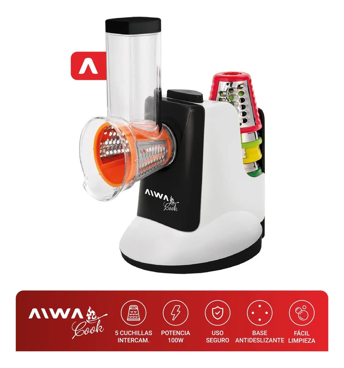 Rallador Eléctrico Aiwa 150w 5 Cuchillas Color Blanco
