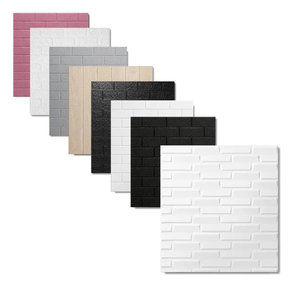 10 Placas Revestimiento Pared Autoadhesiva 3d Subway Rustico Color Blanco diagonal