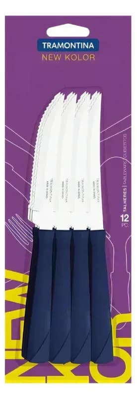 Cubierto Tramontina New Kolor Set X 12 Cuchillos Azules