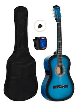 Guitarra Estudio Criolla Madera Gadnic + Estuche Transporte + Afinador + Trastes Cuerdas Nylon y Cobre Madera Tilo Color Azul