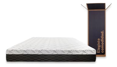 Colchón En Caja Sueño Dorado Box Plus Queen 160cm X 200cm Es Color Negro/Blanco