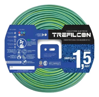 Cable Unipolar 1.5mm Normalizado Trefilcon X 100 Metros Mts Cubierta Verde