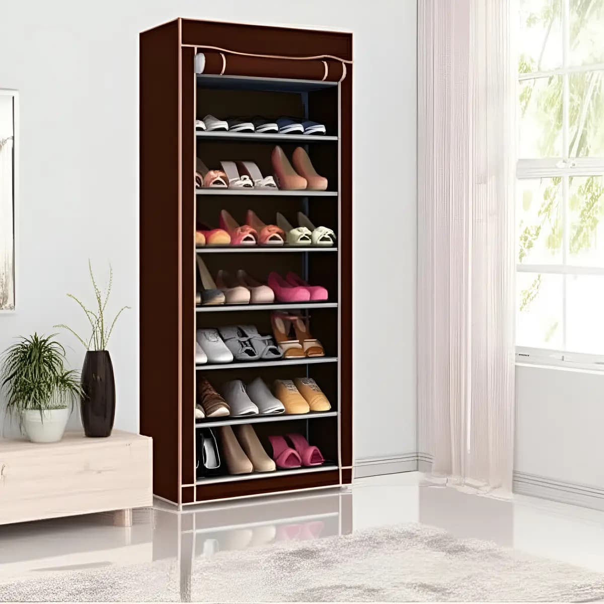 Organizador Zapatero Botinero De Calzado 9 Niveles Waggs Color Marrón