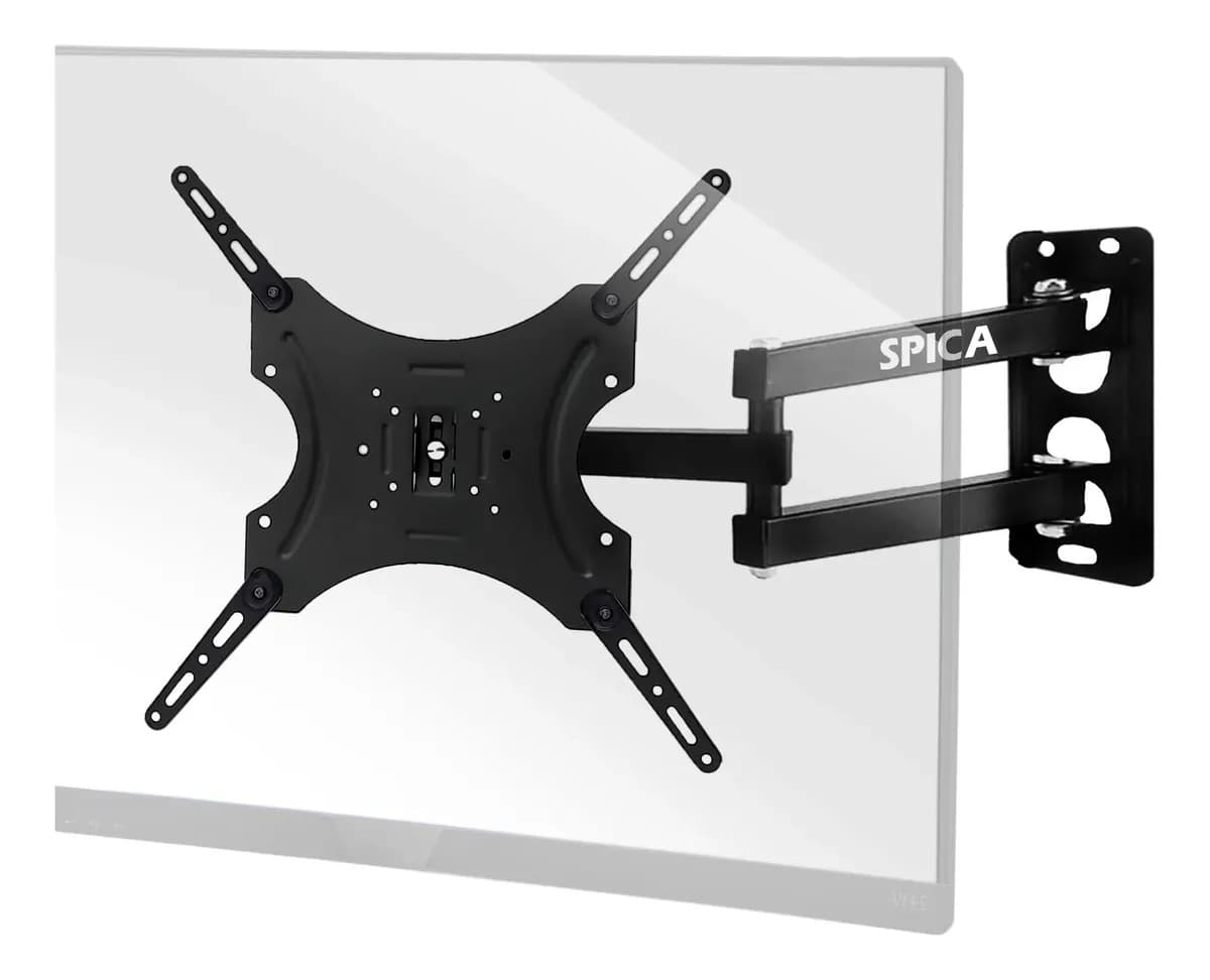 Soporte Para TV Brazo Articulado SPICA SOP-55 Movil De 14 a 55 Pulgadas + Kit de Instalacion Color Negro