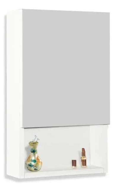 BOTIQUÍN DE BAÑO TRENTO AMUBE 30x50 CM | Espejo y Repisa | Melamina Blanca