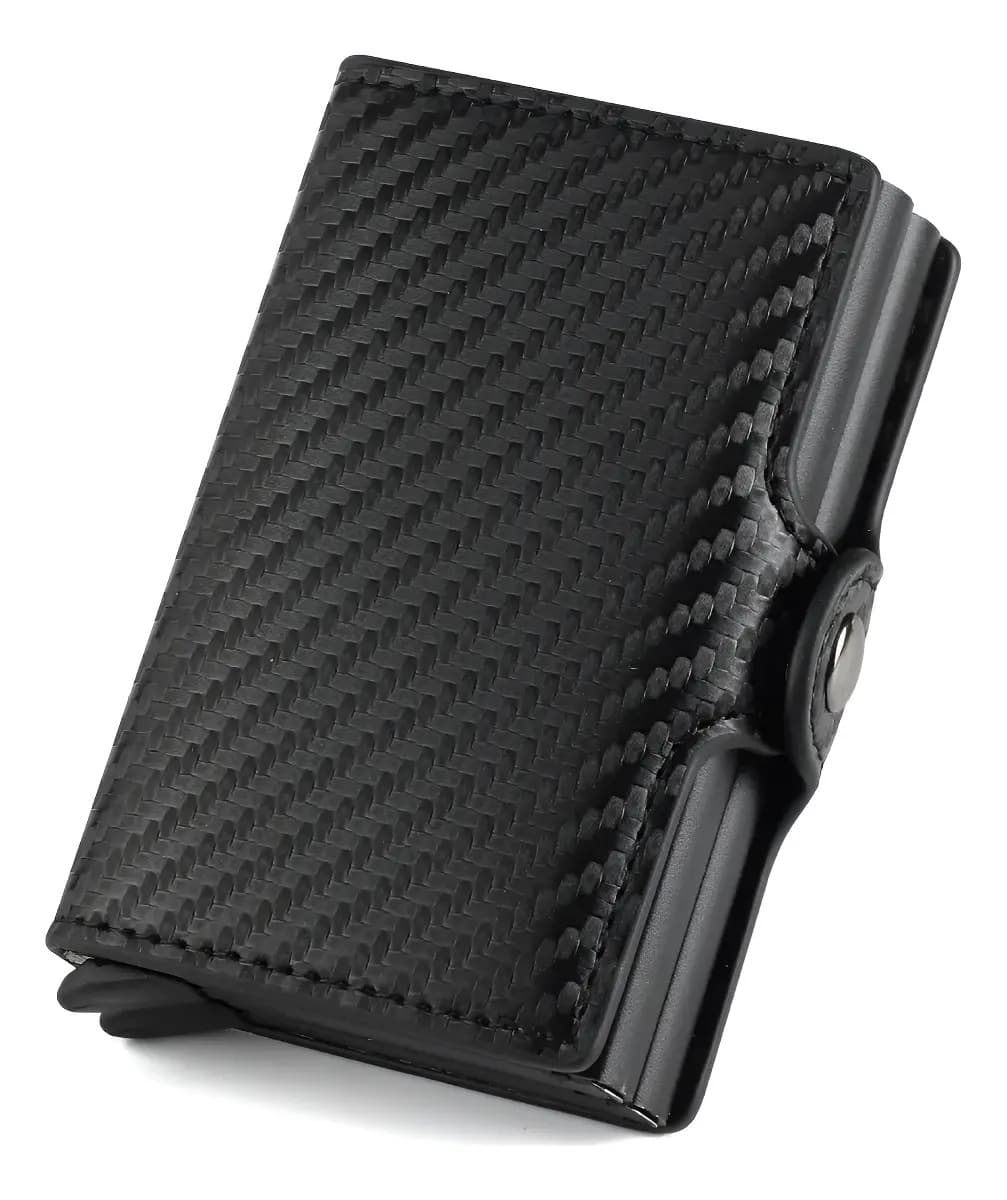 Billetera Tarjetero Wallet Fibra Carbono Anti Robo Rfid Color Negro Raitot