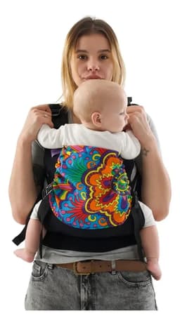 Koalita Portabebes® Mochila Ergonomica Color Negra Con Explosión De Colores