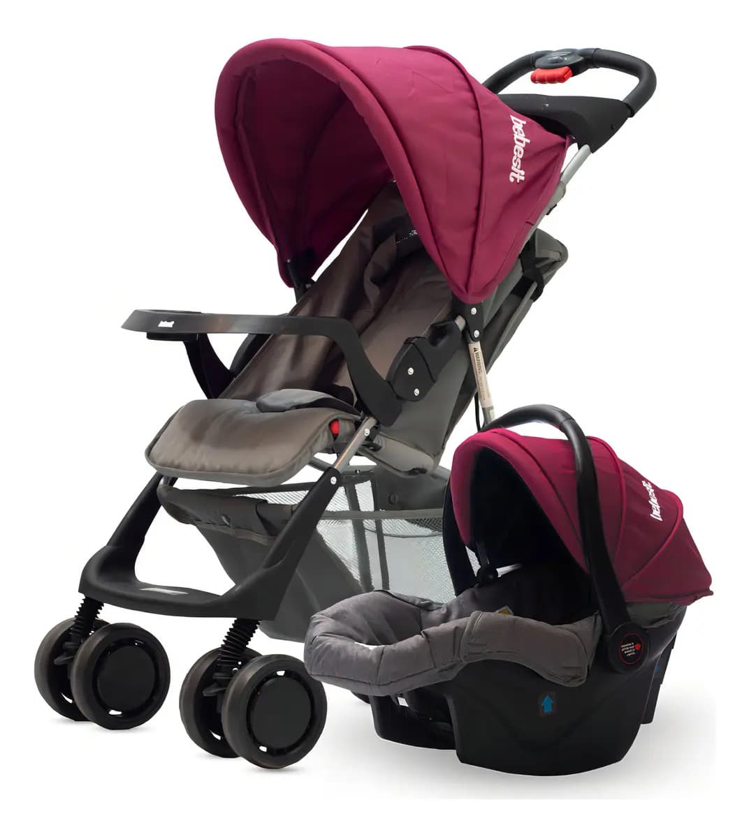 Cochecito Bebesit Travel System Con Huevito 1337 Eos Violeta Chasis Negro