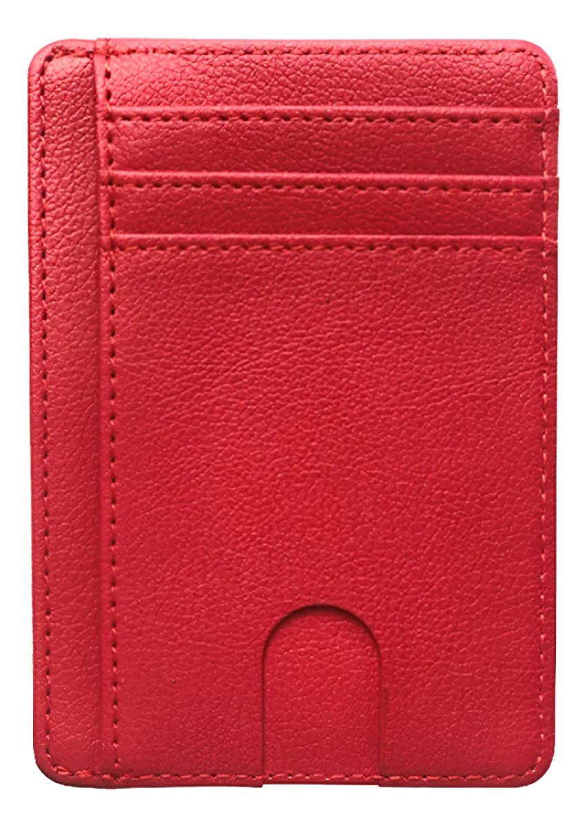 Billetera Y Tarjetero De Fibra De Carbono Rfid Minimalista Color Rojo Diseño de la tela Cuero Sintético