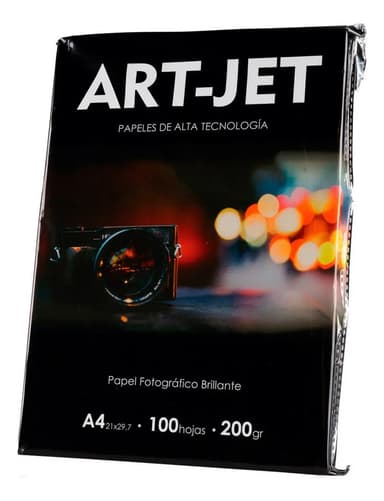 Art-Jet Papel Fotográfico A4 200 Gr 100 Hojas De Alto Brillo Color Blanco
