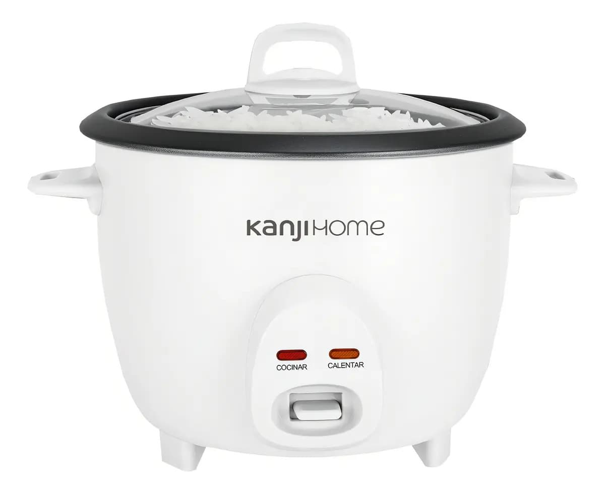 Arrocera Kanjihome Blanca 1,8 Litros Olla Antiadherente Tapa De Vidrio Kjh-arrvapwh