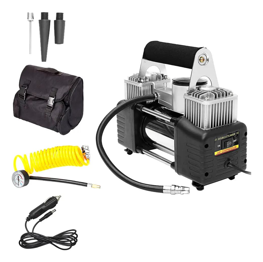 Compresor Para Auto Gadnic 150 PSI 85 Lts/min Portátil Incluye Bolso y Kit de Accesorios