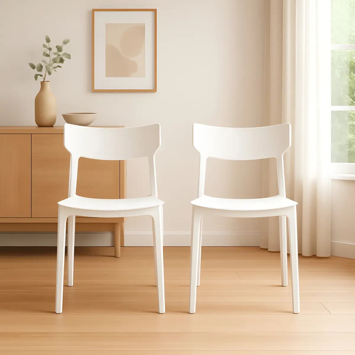 Silla Comedor Cocina Plastica Apilable Ergonomica Rio Pack 2 Estructura de la silla Blanco