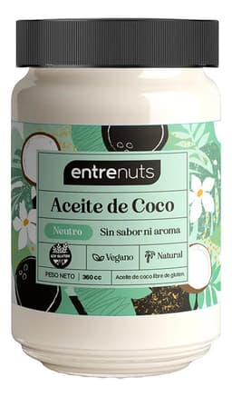Aceite De Coco Neutro 100% Puro 360cc Entrenuts Sin Tacc