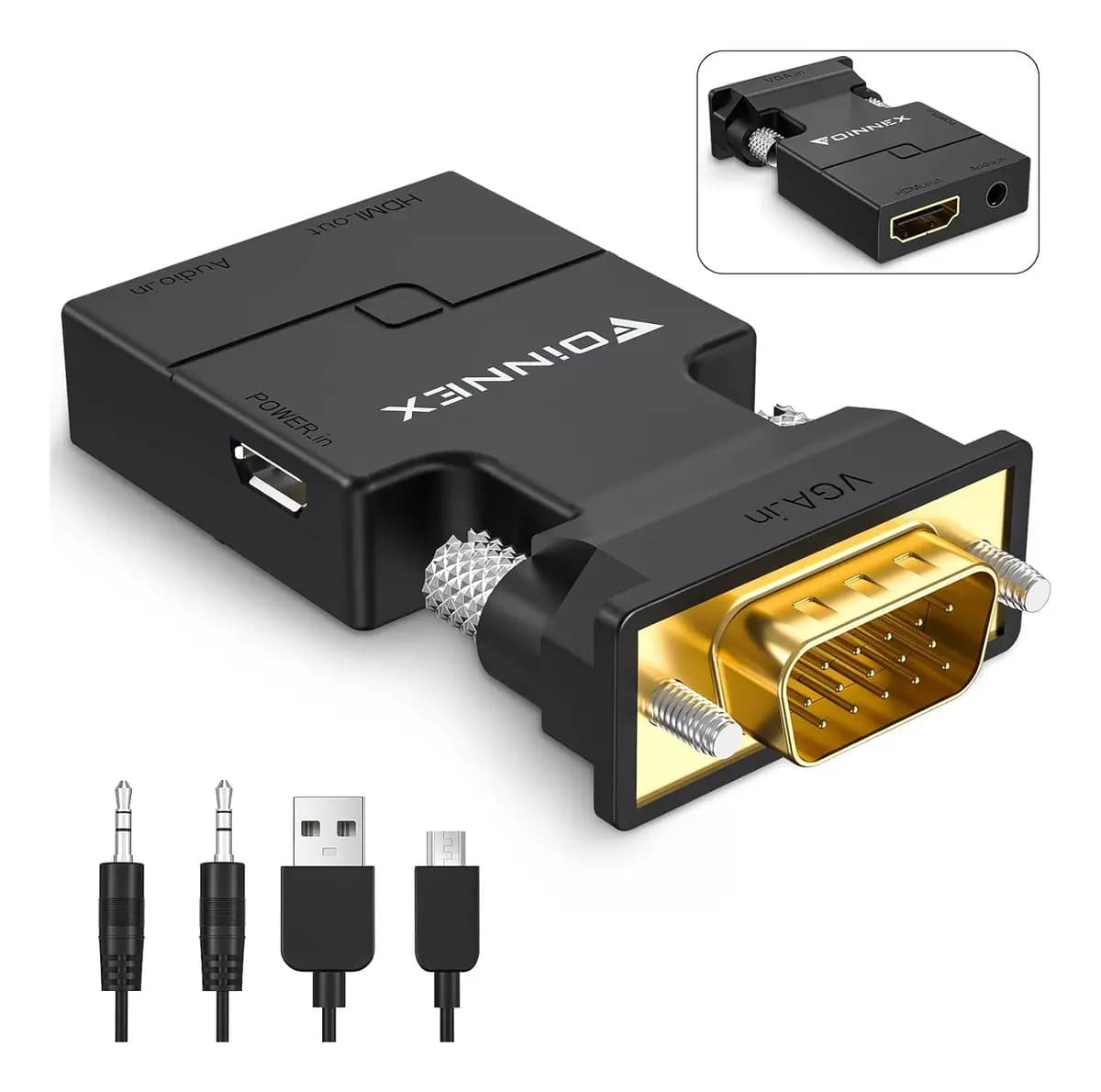 Foinnex Convertidor De Adaptador Vga A Hdmi Con Audio Sali