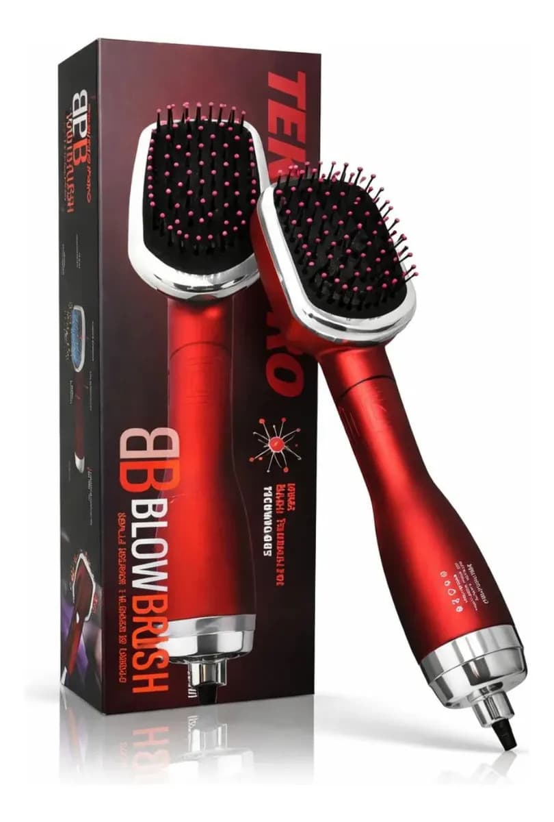 Cepillo Secador Pelo Brushing Blow Brush Teknikpro Rojo
