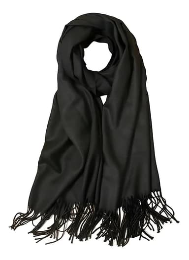 Bufanda Pashmina Cashmere Suave Otoño Invierno Chal Chalina Color Negro Diseño de la tela Lisa Talle Único
