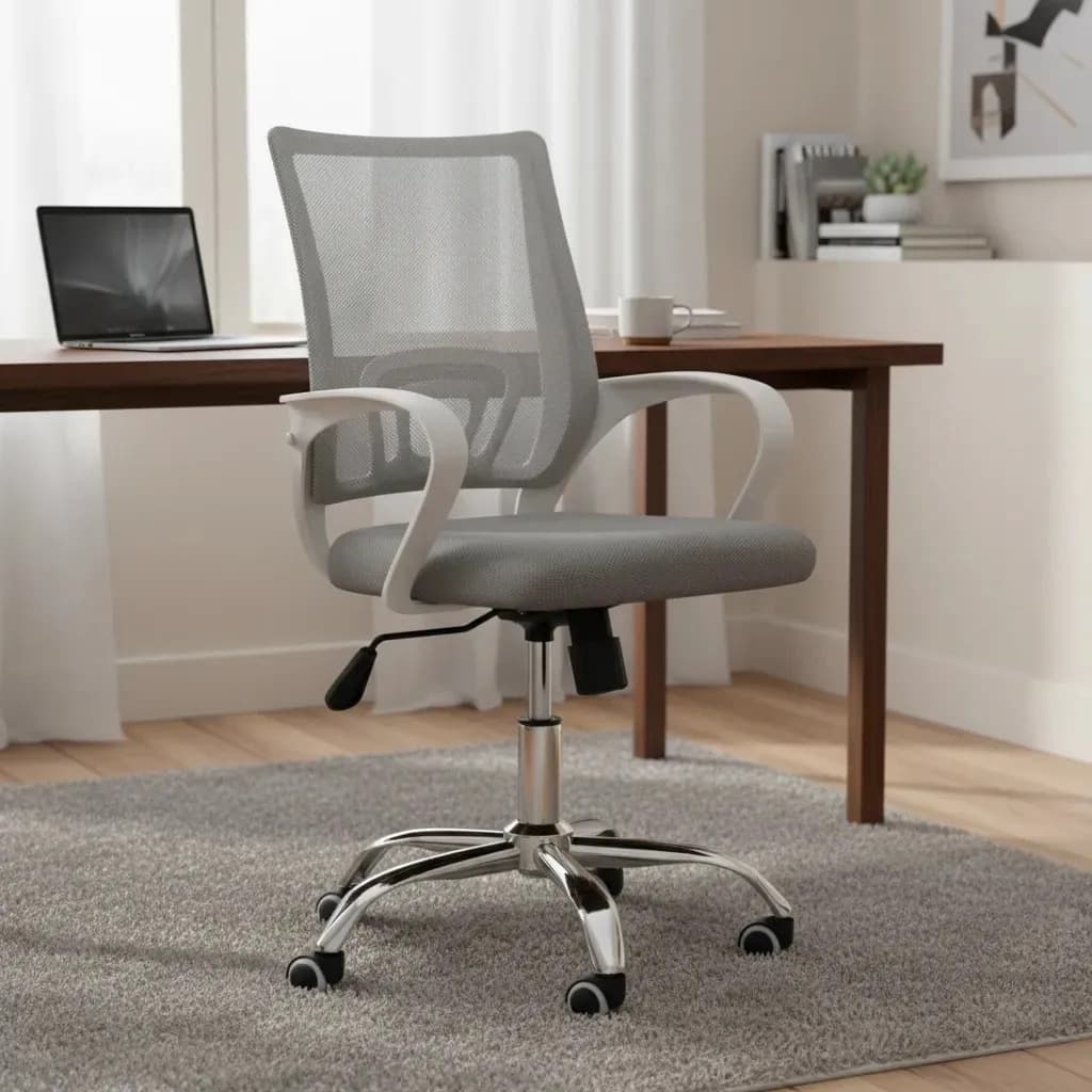 Silla Operativa Shremwood 810GF Ergonomica Gris con Malla y Apoyabrazos