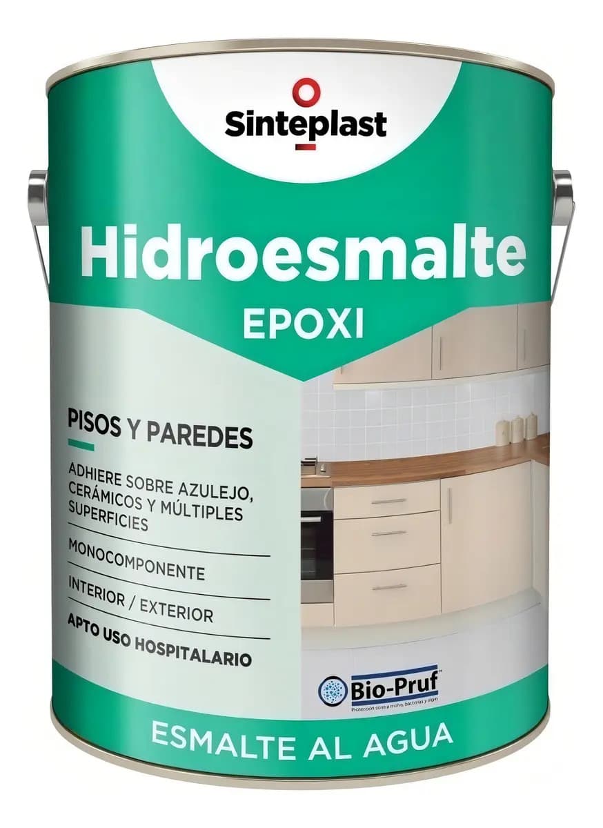 Hidroesmalte Epoxi Pared Y Piso 4 Lt Sinteplast Acabado Satinado Color Negro