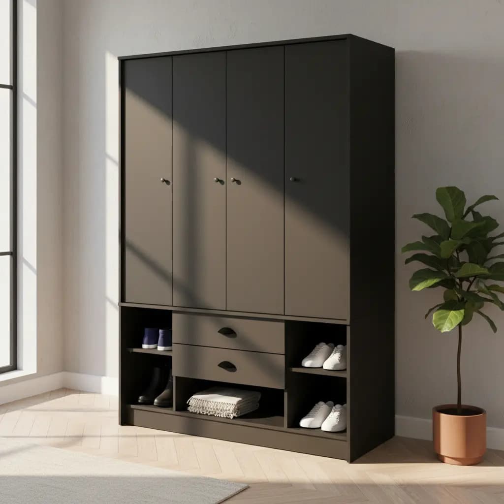 Ropero 4 puertas LIBE40 Centro Estant negro Alto 180 x Ancho 120 cm