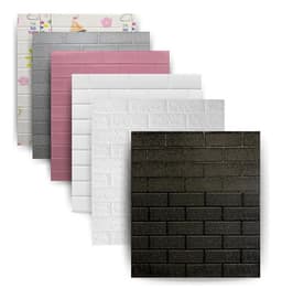 20 Placas 3D Autoadhesivas Revestimiento Pared Simil Subway Holz Color Negro Liso (10.8m2)